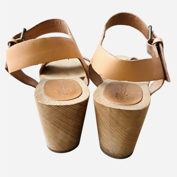 MADEWELL Leather Platform Clog Heels Size 7 Boho Neutral Scandigirl Sandals - Picture 4 of 6